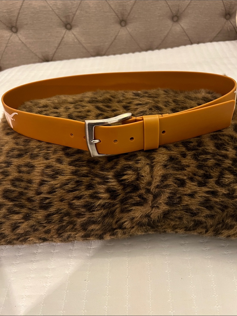 Women's Mustard Yellow Silicone Belt with Silver Buckle